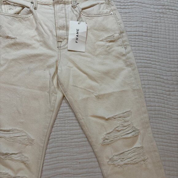 NWT FRAME Le Original Off-White Distressed High Rise Jeans – Women’s 28 - Picture 7 of 14